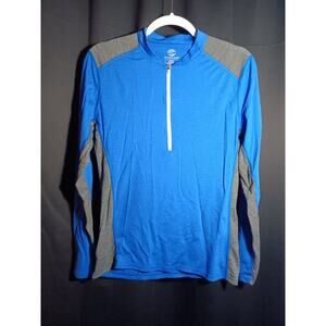 Showers Pass Medium Blue Merino Wool Cycling Jersey Quarter Zip Long Sleeve